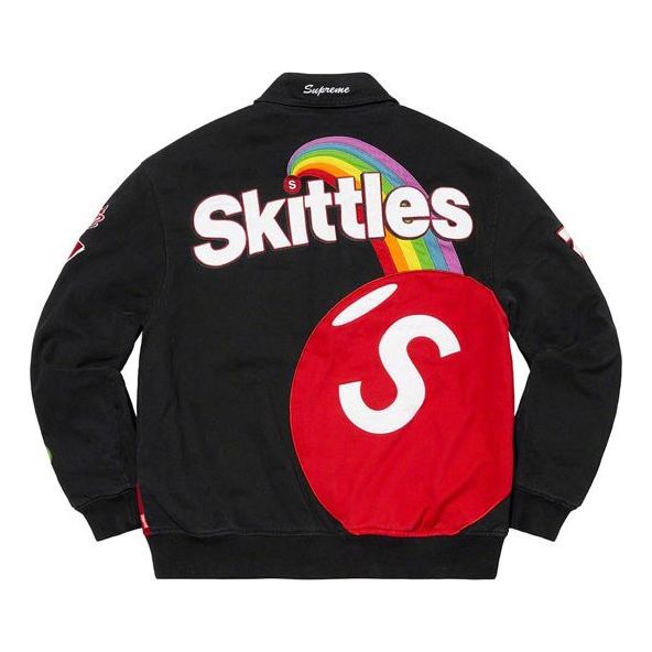 Supreme x Skittles x Mitchell & Ness Varsity Jacket 'Black Multi-Color' SUP-FW21-328