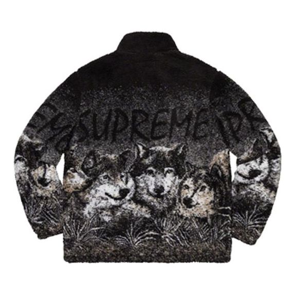 Supreme Wolf Fleece Jacket 'Black White' SUP-SS19-448