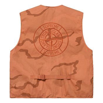 Supreme x Stone Island Water Resistant Brushed Cotton Canvas Vest 'Brown' SUP-SS19-402