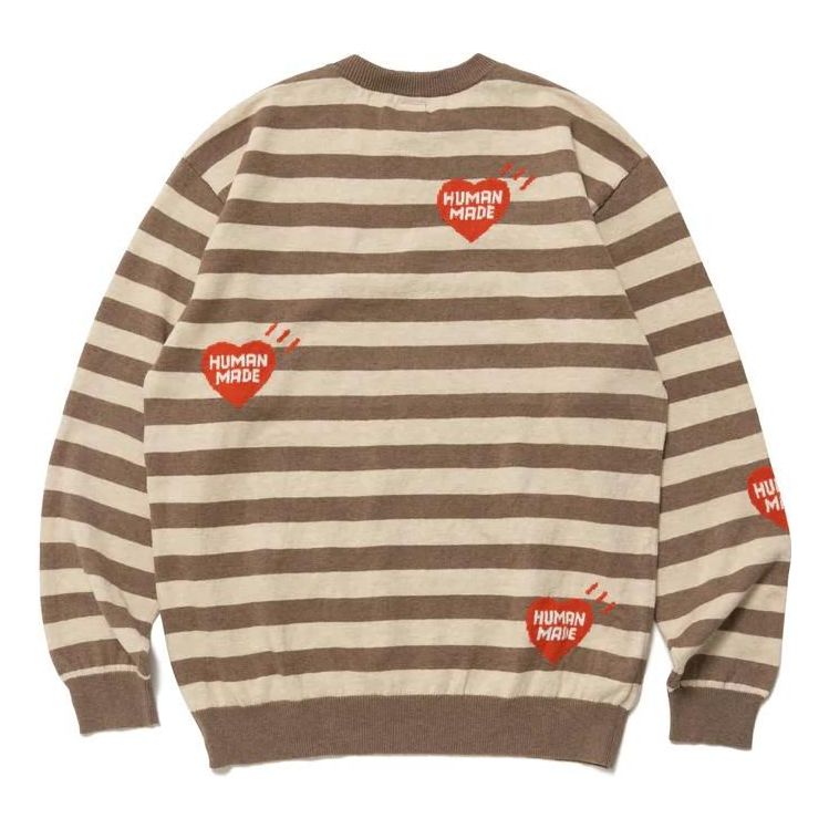 HUMAN MADE Striped Long Sleeve Knit Sweater 'Beige' HM24CS033