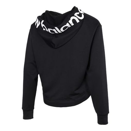 (WMNS) New Balance Relentless Logo Crop Hoodie 'Black' AWT11169-BK