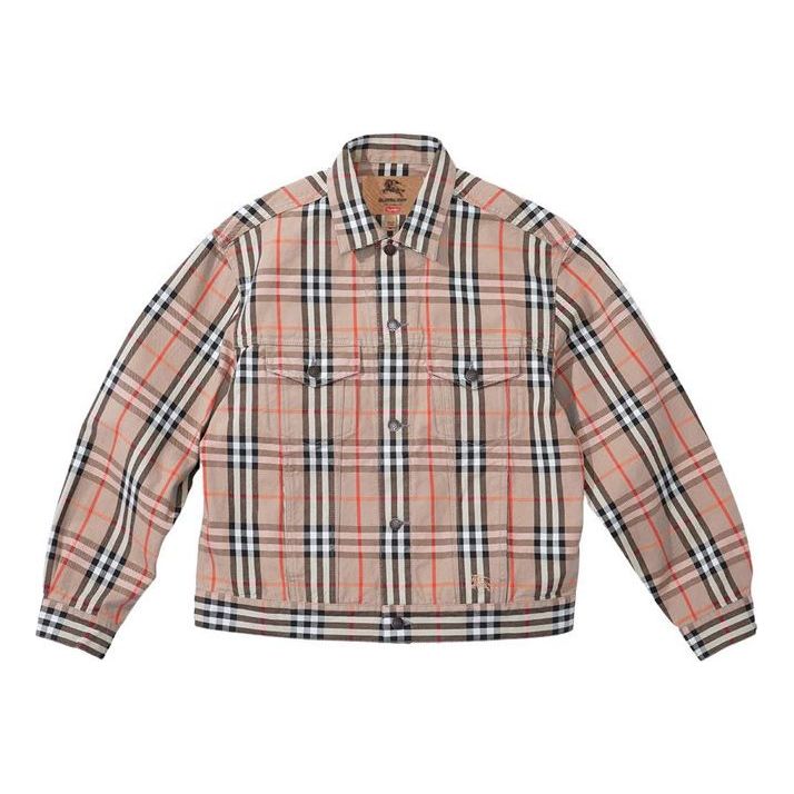 Supreme x Burberry Denim Trucker Jacket 'Tan Black White' SUP-SS22-128
