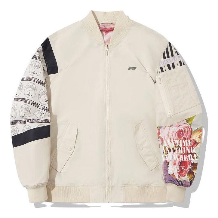 Li-Ning x PLEASURES Graphic Bomber Jacket 'Beige' AJDT753-2