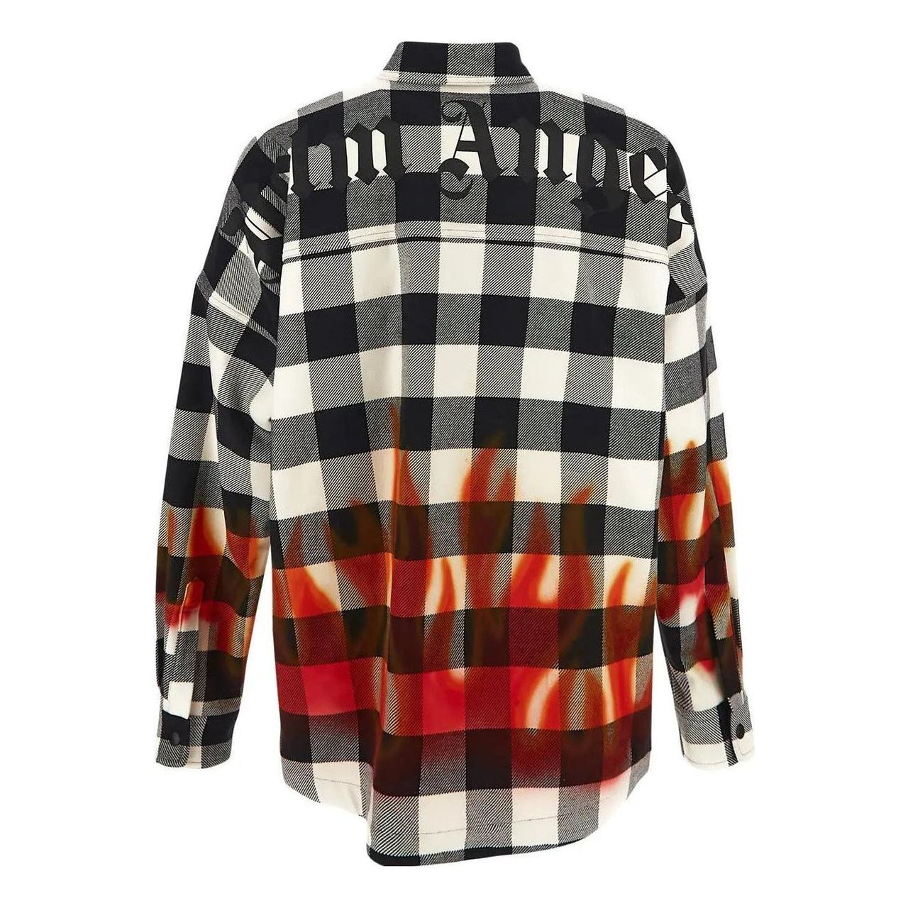 Palm Angels FW22 Burning Logo Overshirt 'Black Red' PMGA024F22FAB0021025