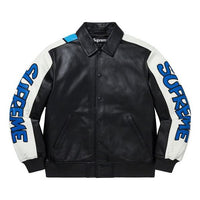 Supreme Smurfs Leather Varsity Jacket 'Black Blue White' SUP-FW20-166