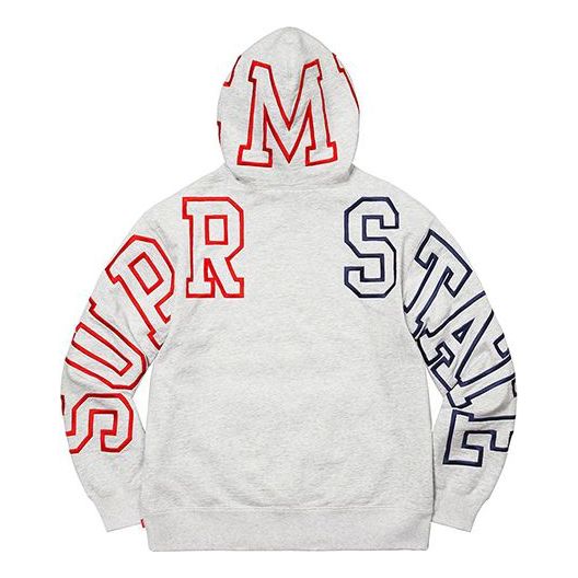 Supreme State Hooded Sweatshirt 'Grey Black Red' SUP-FW22-004