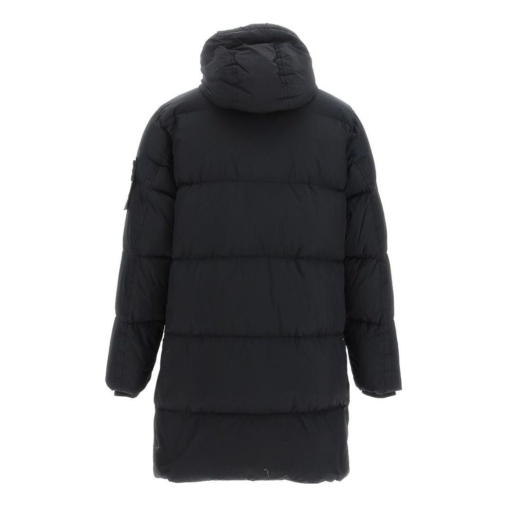 STONE ISLAND Crinkle Reps Hooded Down Long Jacket 'Black' 791570323-V0029
