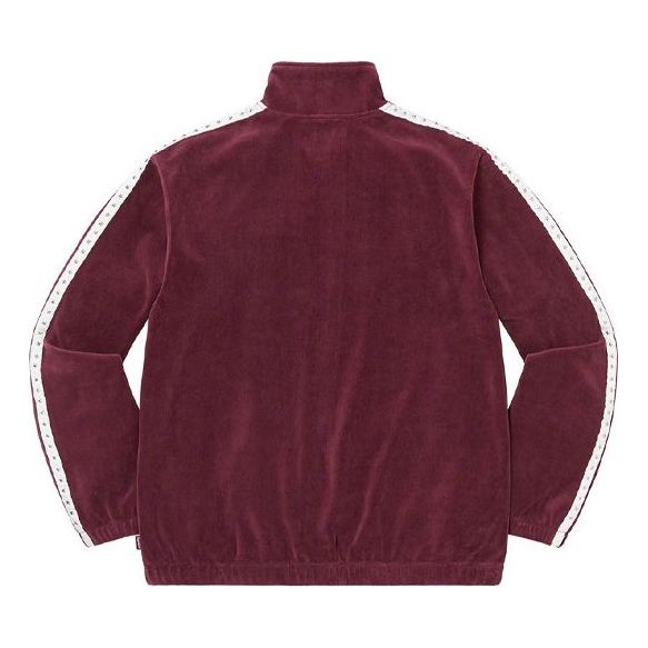 Supreme Studded Velour Track Jacket 'Burgundy White' SUP-FW22-267