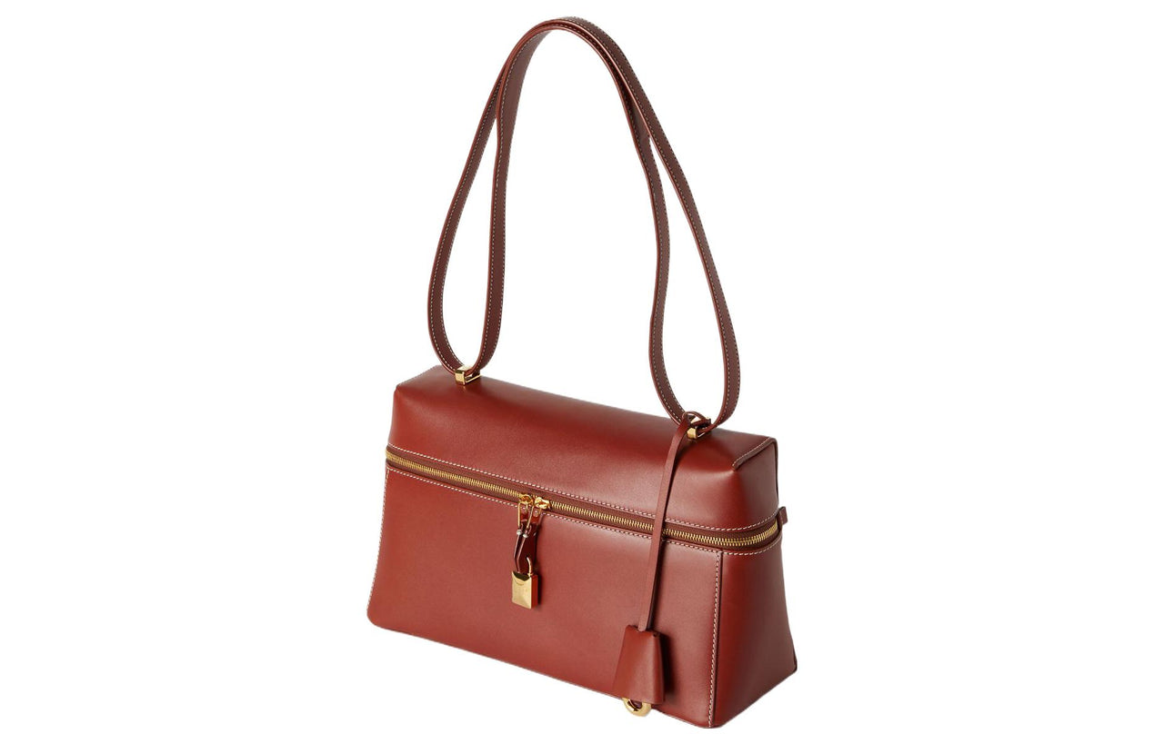 Loro Piana Cow Leather Shoulder Bag, Crossbody Bag, Handbag Women's Dark Geranium Color