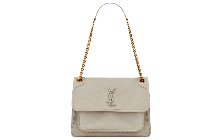 SAINT LAURENT Quilting Lambskin Hobo Bag, Crossbody Bag, Shoulder Bag Women's White