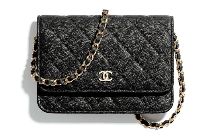 CHANEL WOC Calfskin Chain Shoulder Bag, Crossbody Bag Mini Women's Black