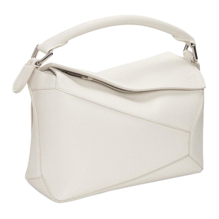 LOEWE Puzzle Soft Grain Calfskin Shoulder Bag, Crossbody Bag, Handbag Trumpets Women's White