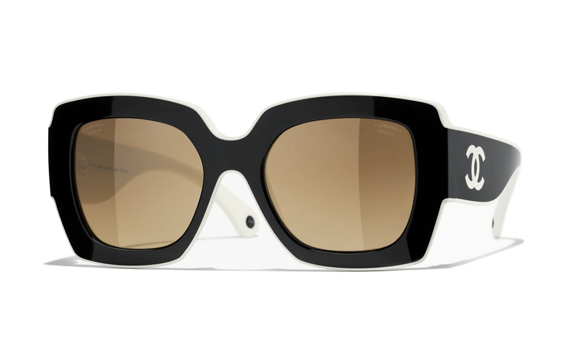 CHANEL Irregular Shape Sunglasses Unisex Black
