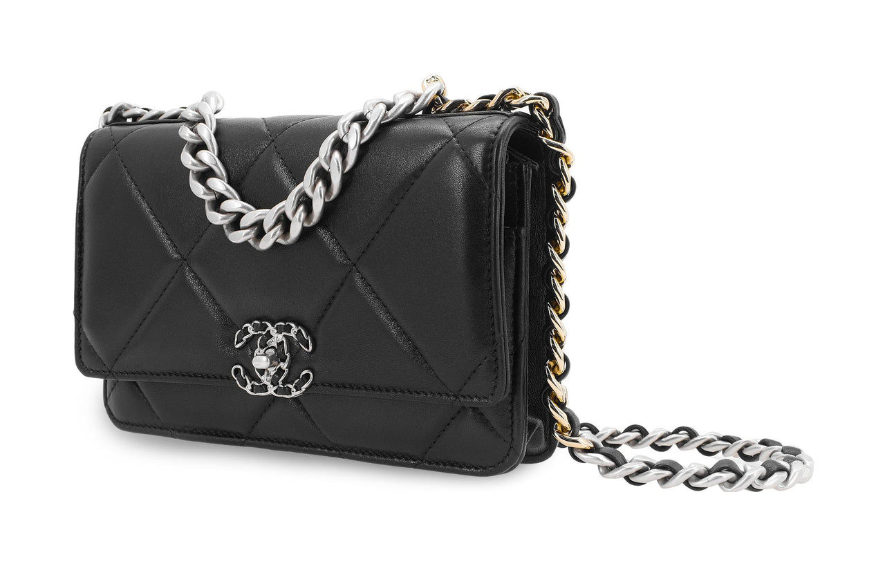 CHANEL 19BagWOC Sheepskin Shoulder Bag Crossbody Bag Wallets Regular Women's Black