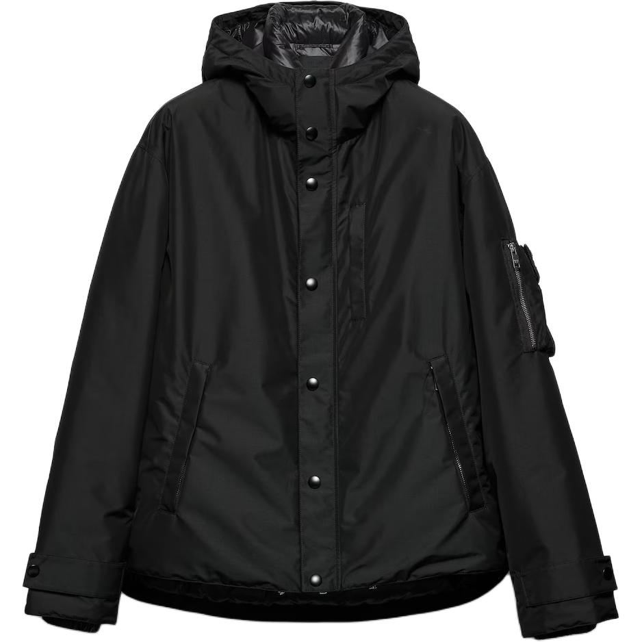 PRADA Buttoned Curved Hem Down Jacket
