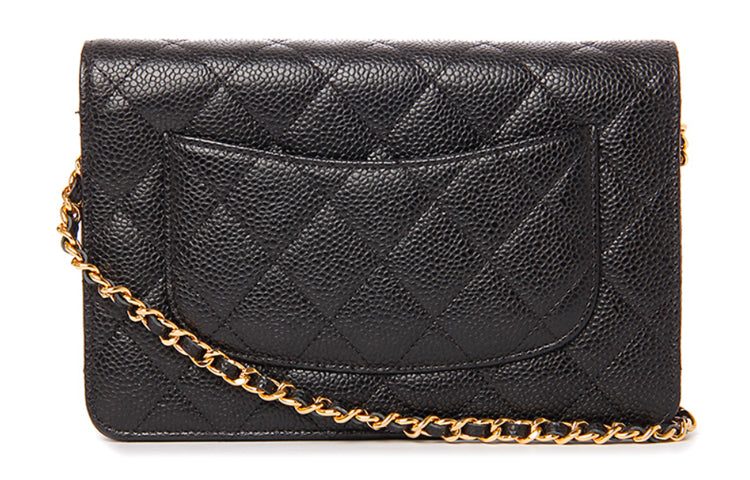 CHANEL WOC Litchi Grain Cow Leather Crossbody Bag Shoulder Bag Women's Black