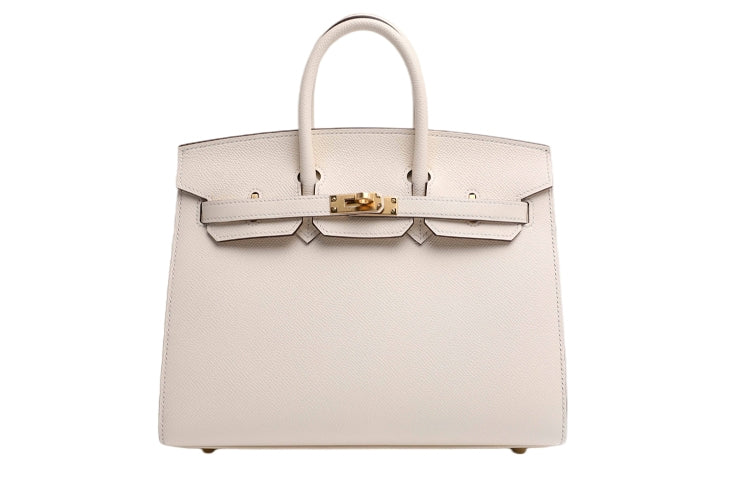 HERMES Cow Leather Birkin Bag Handbags Women's Cream White