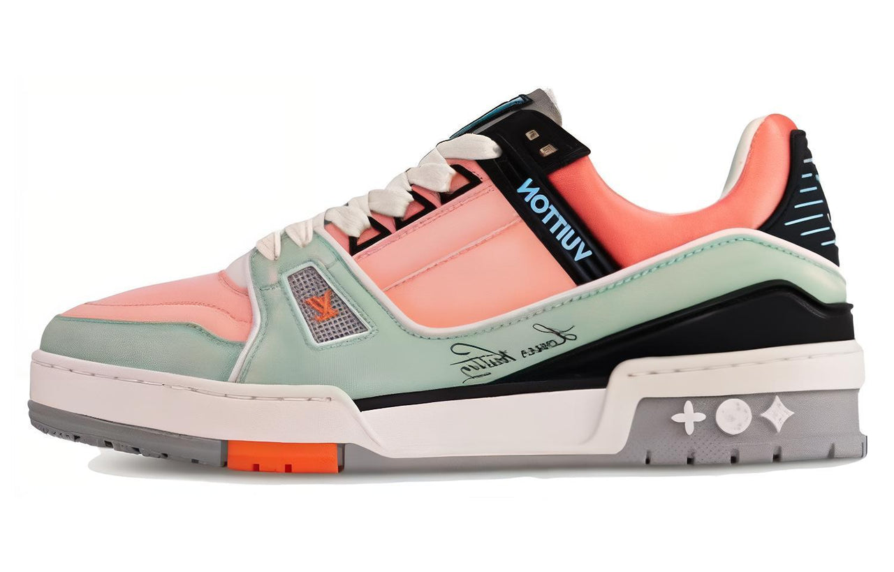 LOUIS VUITTON Trainer Low-Top Skateboard Shoes Women's Orange