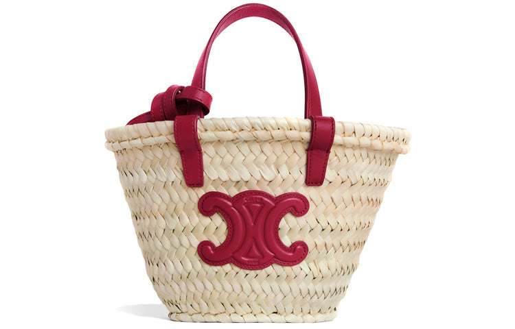CELINE TEEN BUCKET Palm Leaf Tote Bag Shopping Bag Shoulder Bag Crossbody Bag Handbag Mini Women's Red