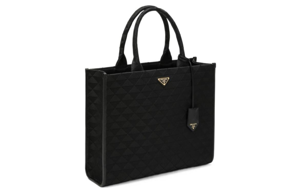 PRADA Symbole Leather Tote Bag Shopping Bag Handbag Large Size Women's Black