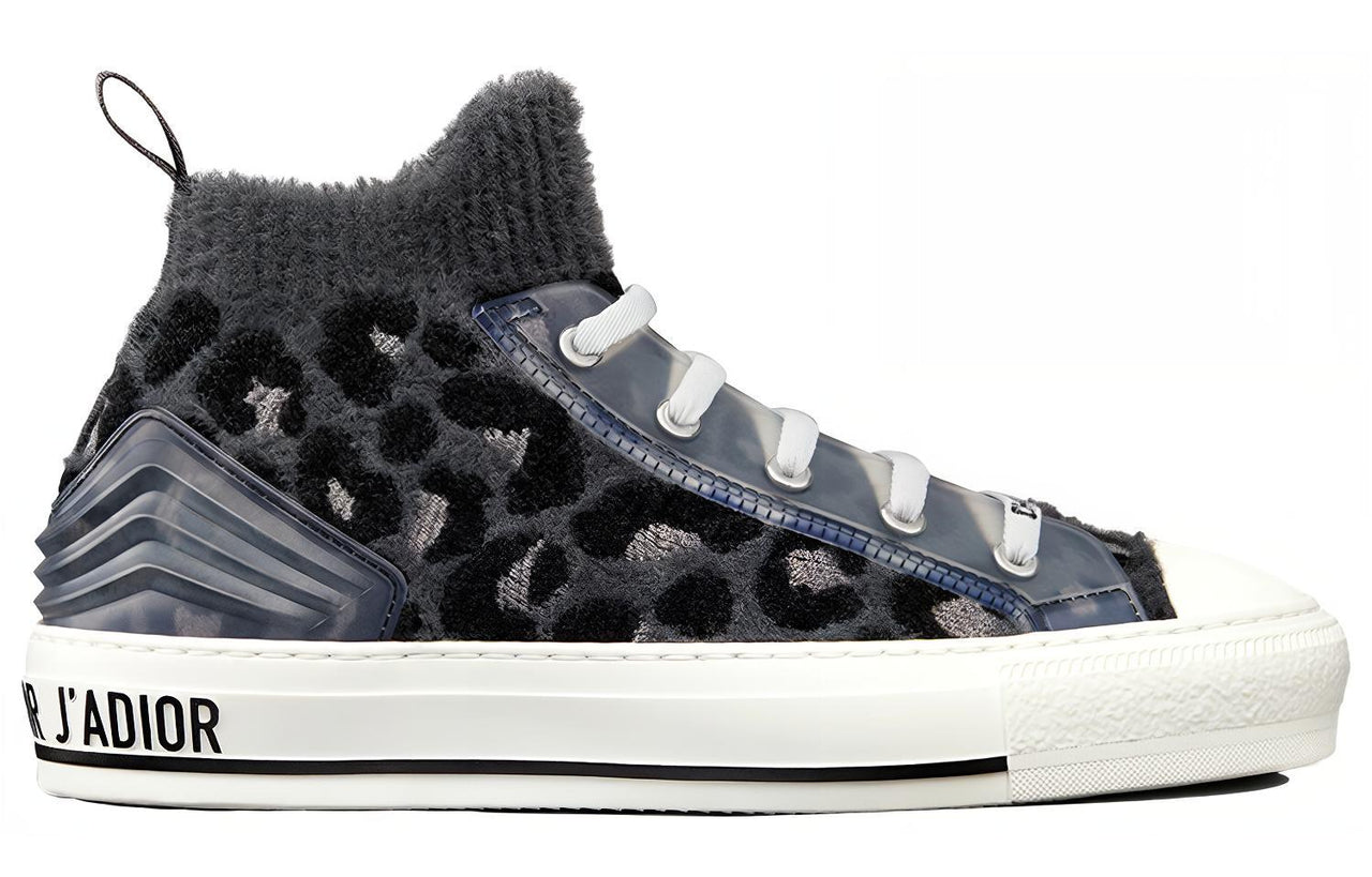 DIOR Walk'n'Dior Platform Shoes High-Top Stylish Skateboarding Shoes Women's Gray Blue
