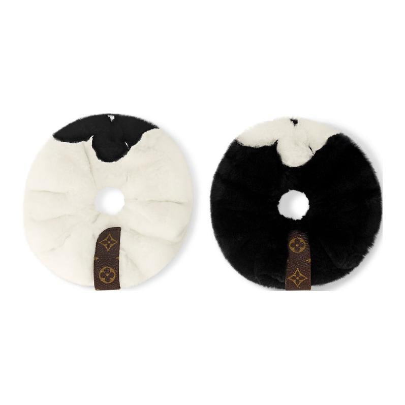 LOUIS VUITTON Mink Fur Hair Ties Women's White/Black