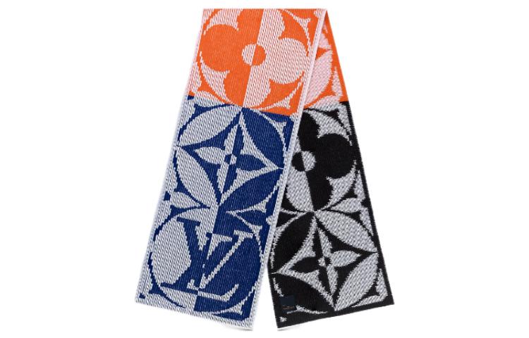 LOUIS VUITTON Knit Scarves Men's Orange/Blue/Black