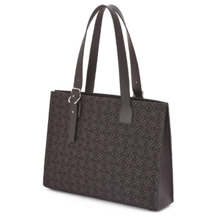LOEWE Canvas Jacquard With Calfskin Canvas Bag Tote Bag Shopping Bag Shoulder Bag Handbag Men's Anthracite/Black