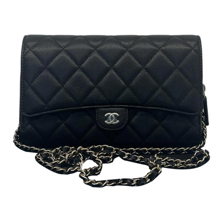 CHANEL WOC Leather Patchwork Calfskin Shoulder Bag Crossbody Bag Women's Black