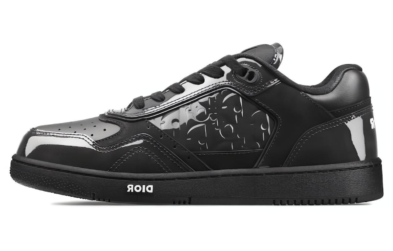 DIOR B27 Low Black Patent DIOR Oblique Gravity Embossed