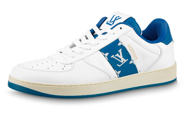 LOUIS VUITTON Rivoli Sneakers 'White With Blue Side Monogram Band'