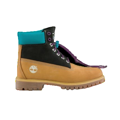 Timberland Premium 6 Inch Wide Fit Waterproof Boots 'Wheat Nubuck with Black and Blue Collar' A2N93W