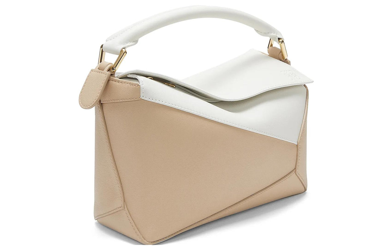 LOEWE Puzzle Cow Leather Shoulder Bag, Crossbody Bag, Handbag Trumpets Women's Soft White Color With Paper Craft