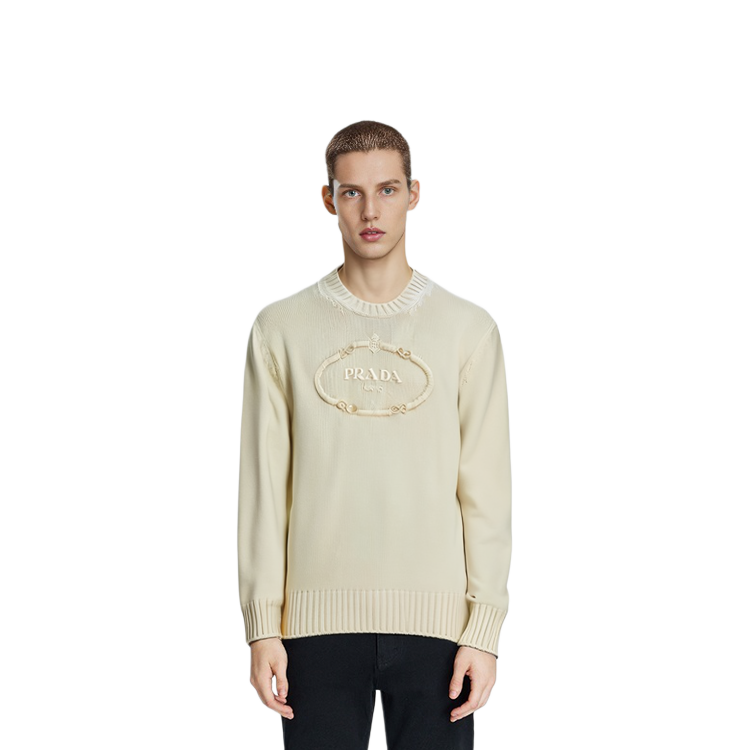 PRADA Logo-Embroidered Round-Neck Jumper