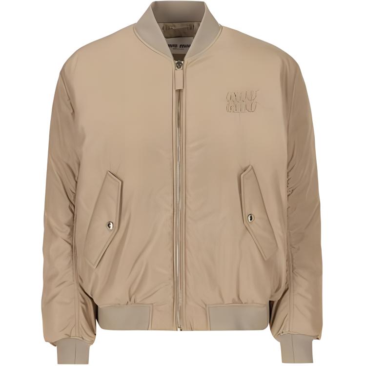 MIU MIU Logo Patch Zipped Bomber Jacket