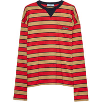 PRADA Logo Patch Striped Long Sleeved T Shirt