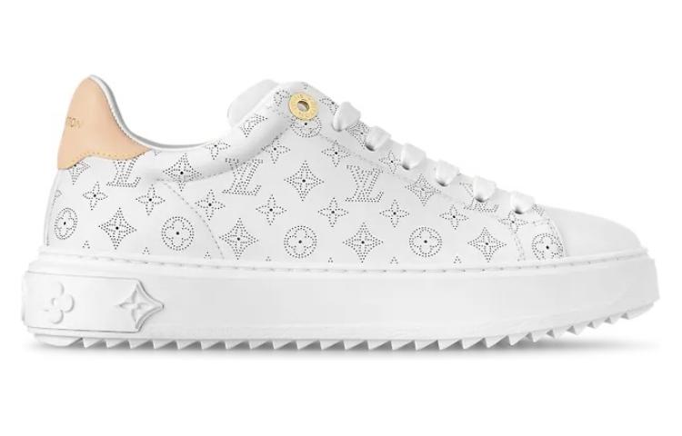 LOUIS VUITTON Time Out Low Top Skateboard Shoes Women's White