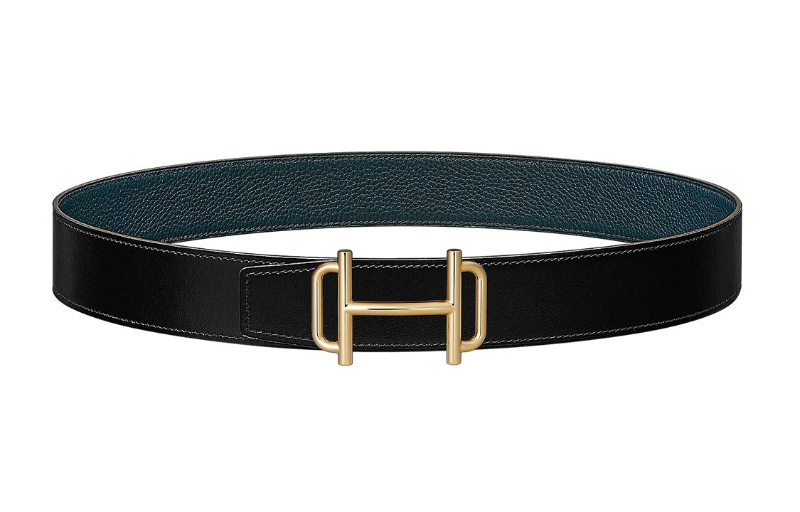 HERMES Leather Belts Men Black/Dark Blue