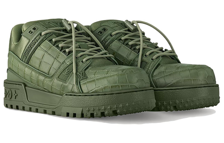 LOUIS VUITTON Trainer Maxi Slip-Resistant Low-Top Skateboard Shoes Unisex Green