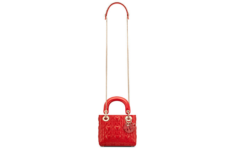 DIOR Lady Dior Dioramour Sheepskin Dior Bag Shoulder Bag Crossbody Bag Handbag Micro Women's Red