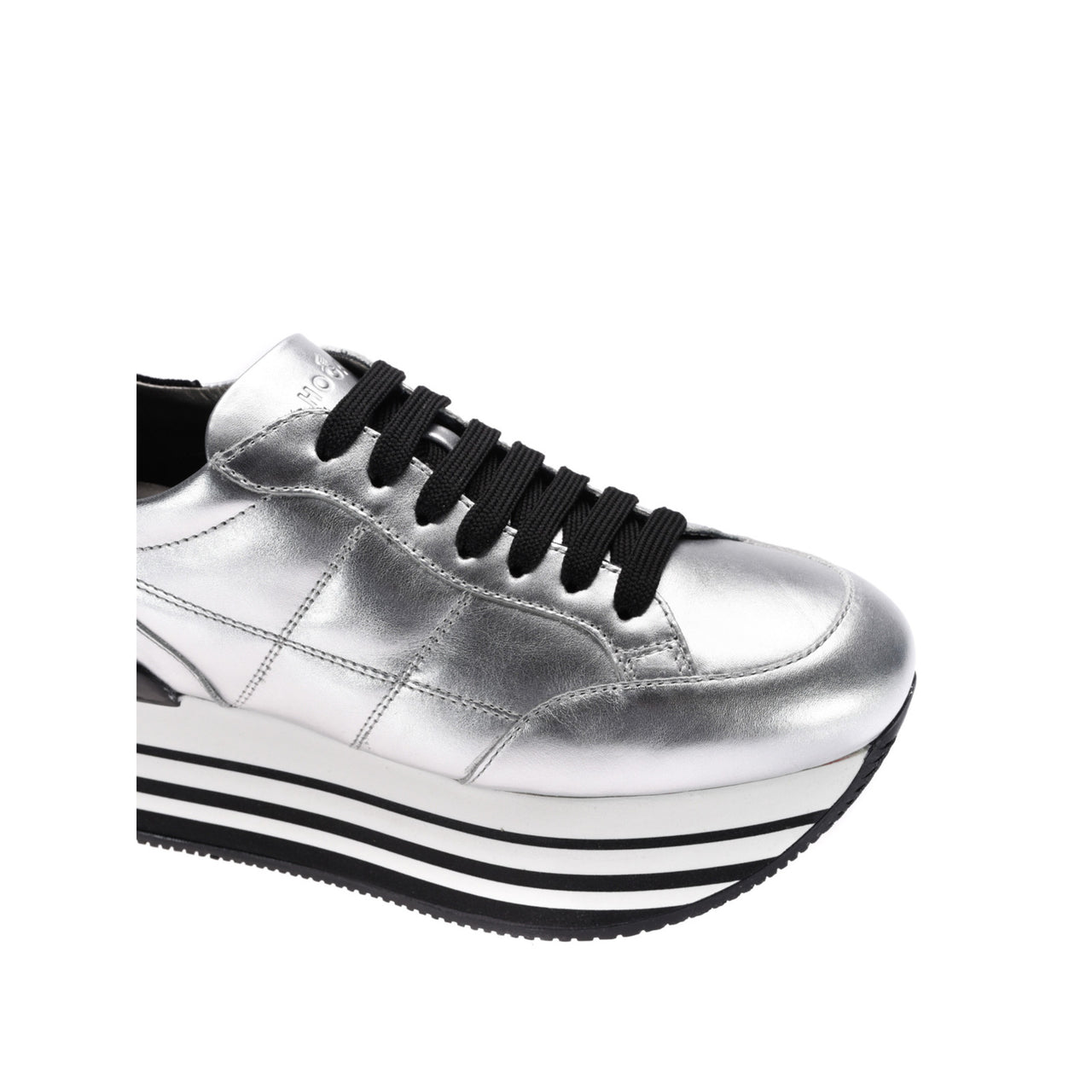 Hogan Maxi 222 Silver Leather Sneakers