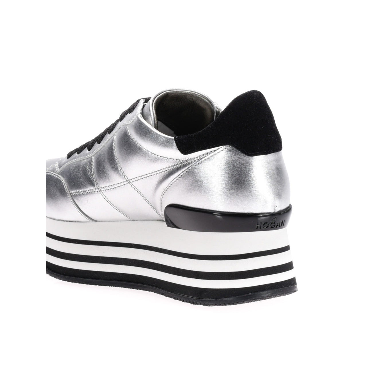 Hogan Maxi 222 Silver Leather Sneakers