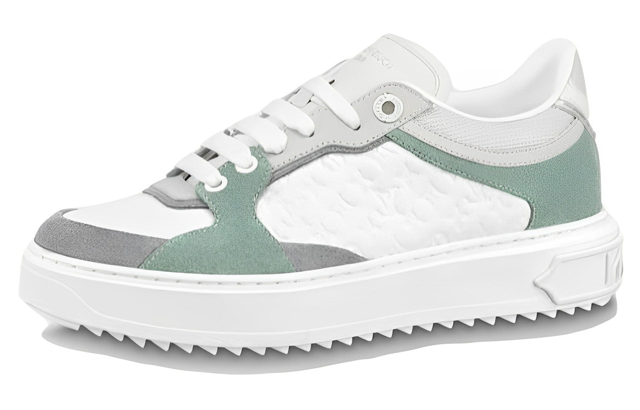 LOUIS VUITTON Time Out Sneakers 'White Mini Monogram With Green Grey' Women's