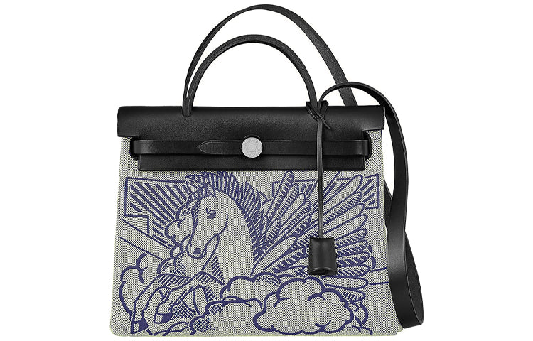 HERMES Herbag Zip Canvas With Leather Canvas Bag, Handbag, Shoulder Bag, Crossbody Bag Women's Black