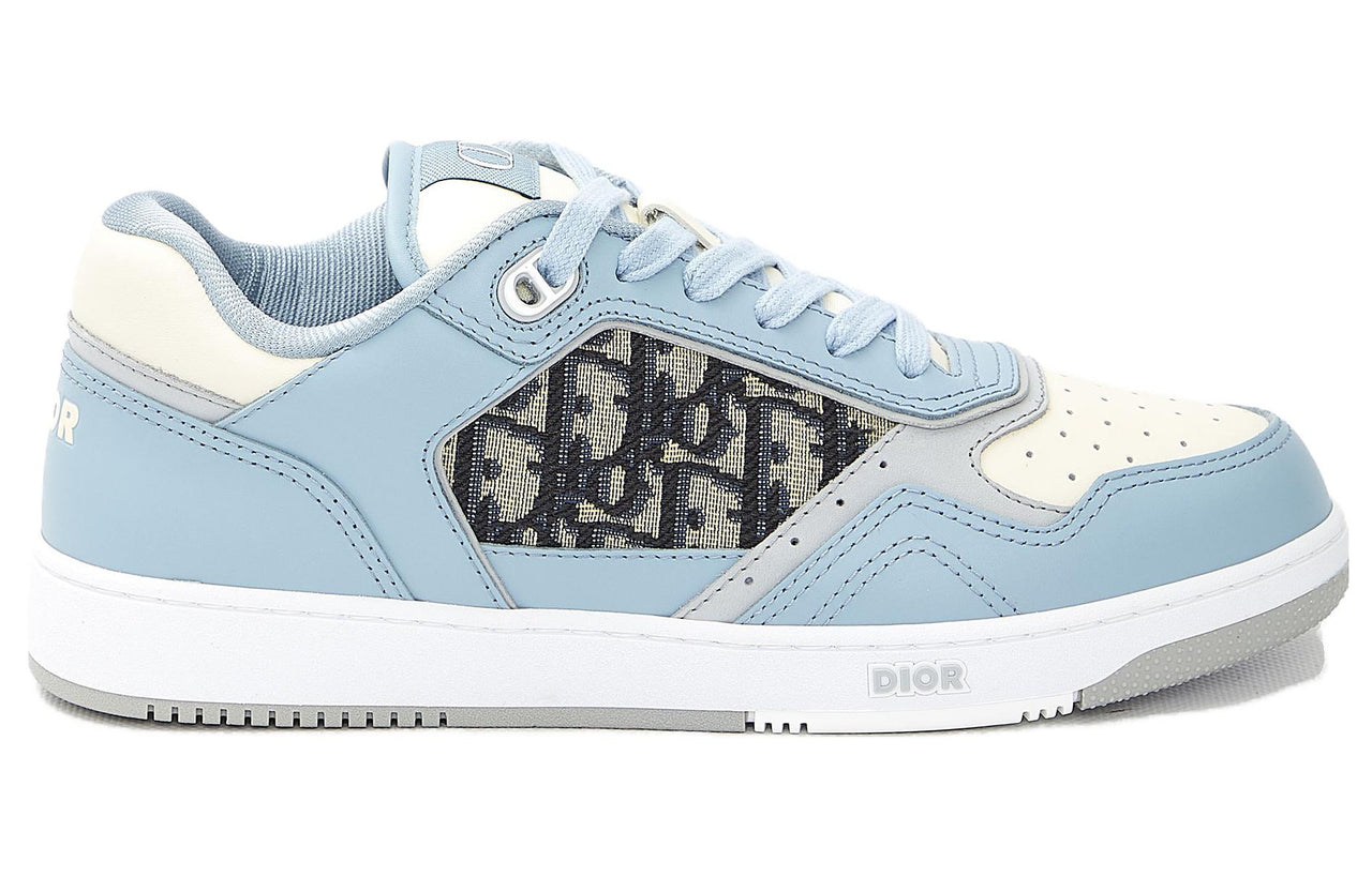 DIOR B27 Low Light Blue White And DIOR Gray Smooth Calfskin With Beige And Black DIOR Oblique Jacquard