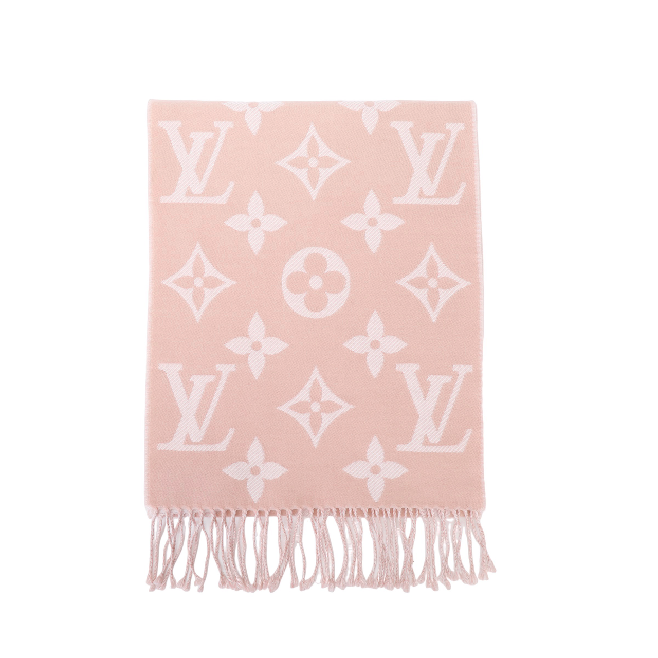 LOUIS VUITTON Wool Knit Scarves Unisex Dried Rose Color