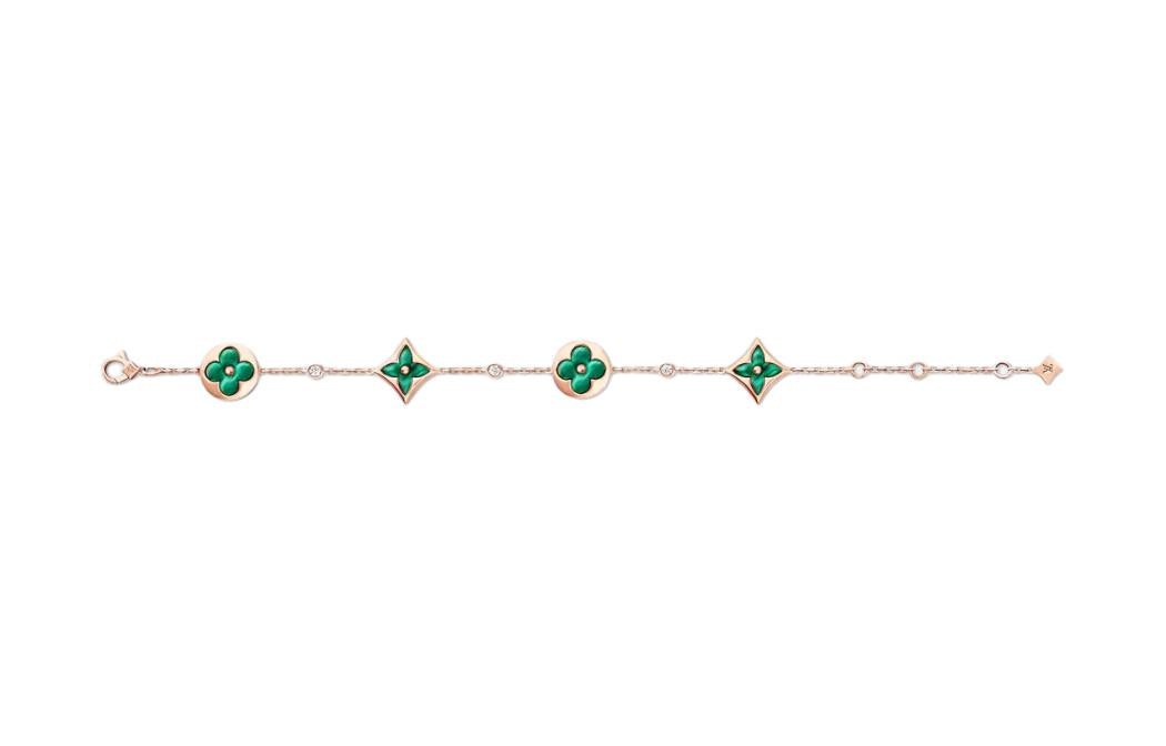 LOUIS VUITTON Color Blossom Bb Multi-Motif Bracelet Pink Gold Malachite And Diamonds
