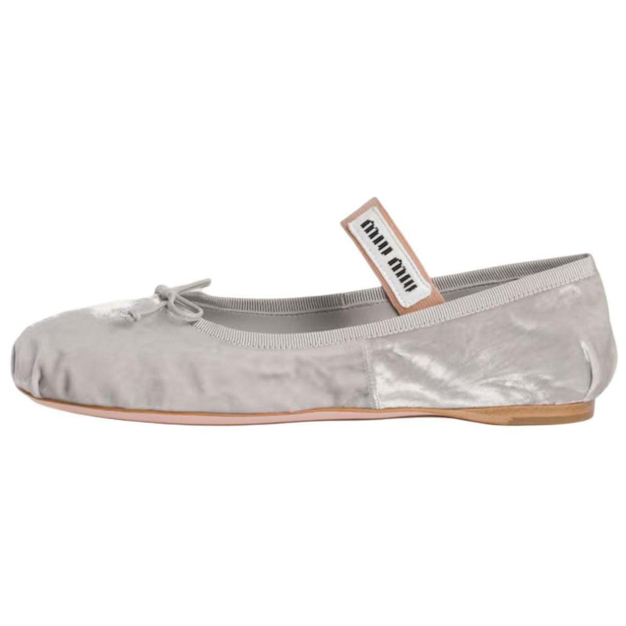 MIU MIU Flat Mary Jane Shoes Women's Gray