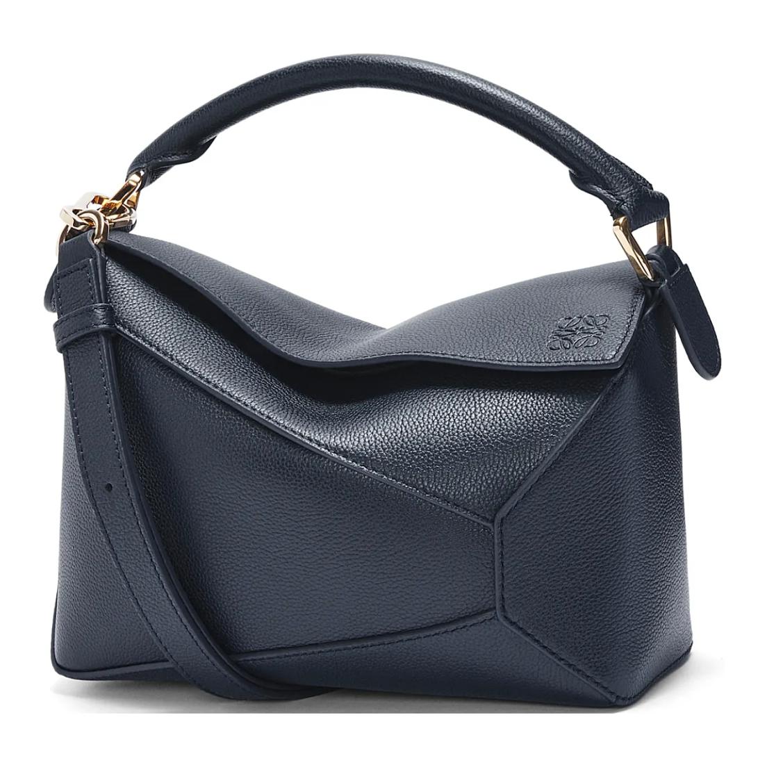 LOEWE Puzzle Cow Leather Shoulder Bag, Crossbody Bag, Handbag Small Size Women's Dark Marine Blue