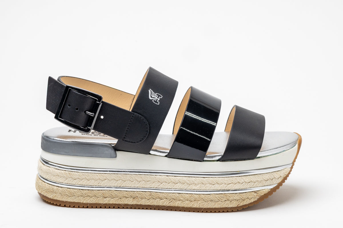 Hogan H432 Leather Wedge Sandals
